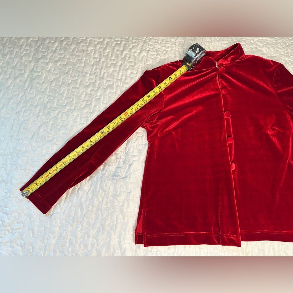 Vintage Coldwater Creek Red Velvet Jacket Button Front 90s Style Velvet  Size L - Picture 10 of 10